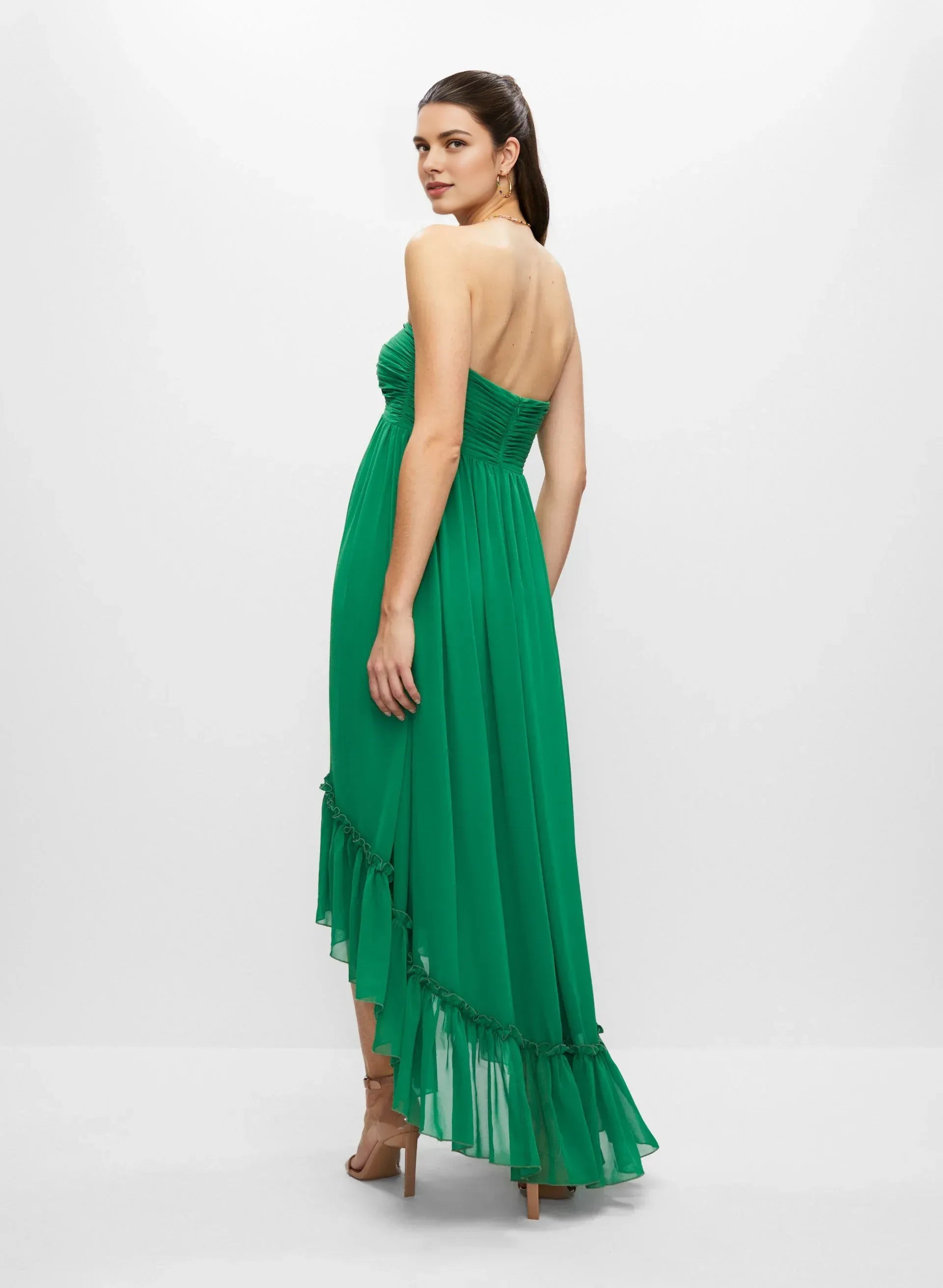 Elegant A-Line Spaghetti Straps Sleeveless Zipper Up Asymmetrical-Length Prom Dress